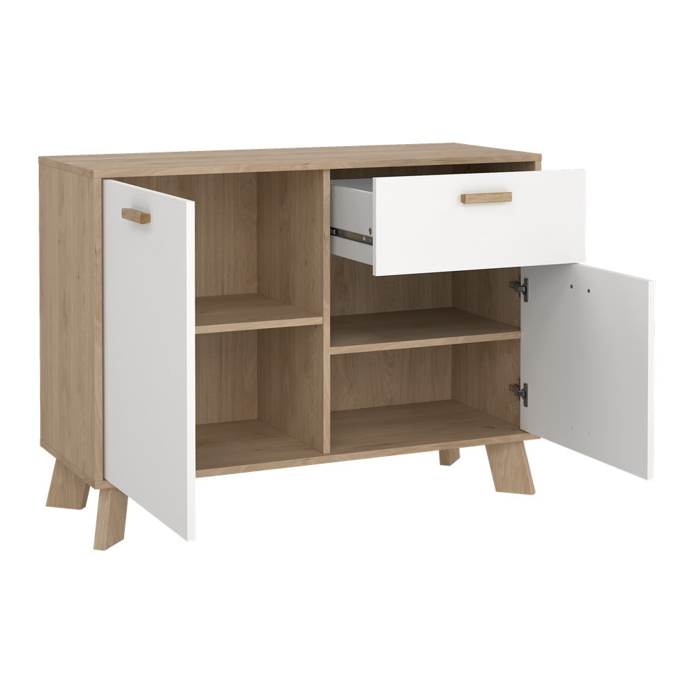 Biało-naturalna komoda w dekorze dębu 99x73x39 cm Ikast – Tvilum (zdjęcie 7)