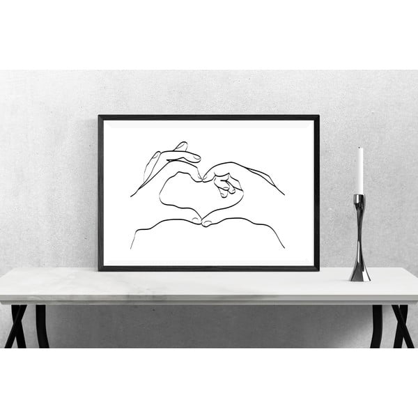 Plakat Blue-Shaker Line Drawing Love Hand Sign, 30x40 cm