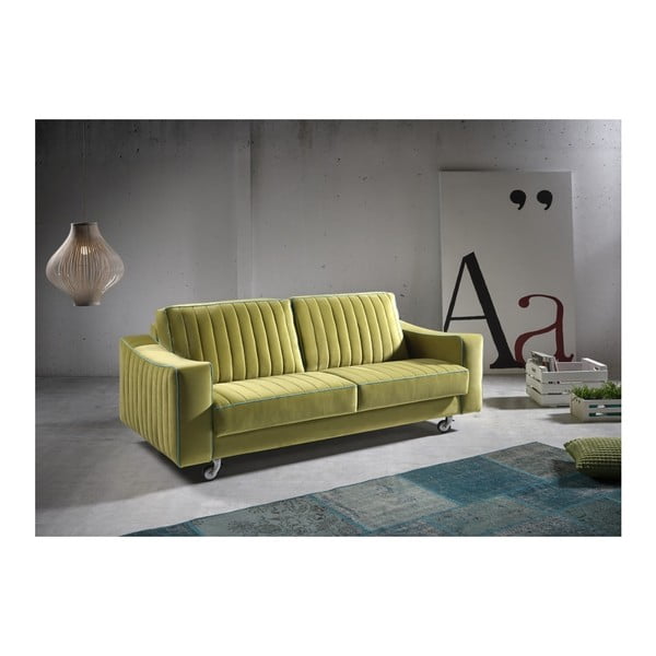 Zielona sofa rozkładana Suinta Urbino, szer. 224 cm