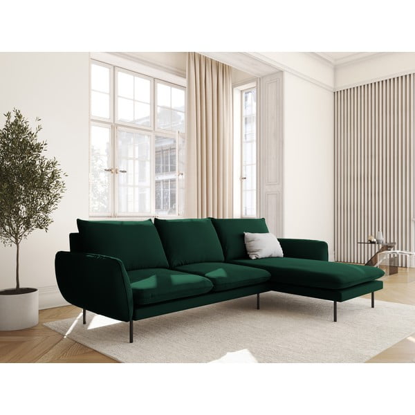 Ciemnozielony aksamitny narożnik (prawostronny) Vienna – Cosmopolitan Design-image-1