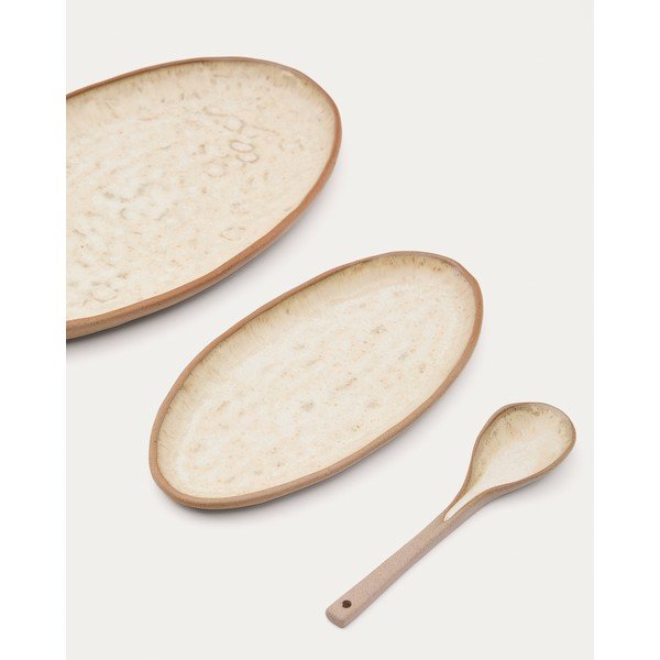 Beżowe ceramiczne talerze do serwowania zestaw 3 szt. Zunel – Kave Home-image-2