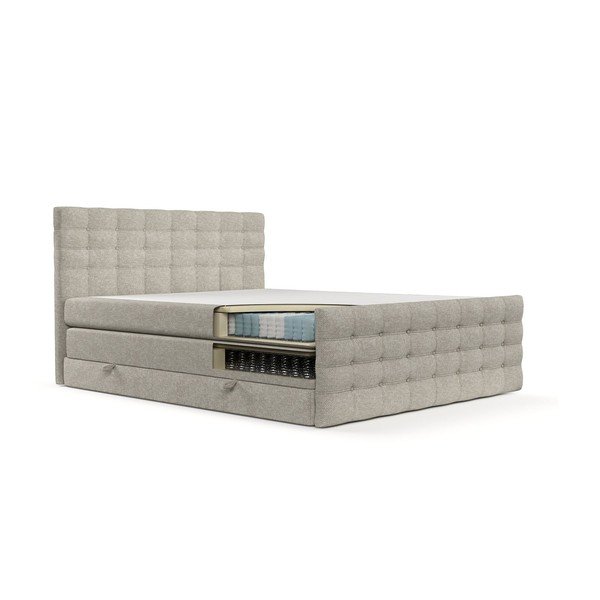 Beżowe łóżko boxspring ze schowkiem 160x200 cm Blend – Maison de Rêve-image-3