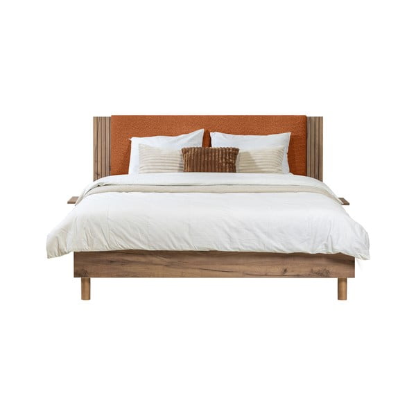 Pomarańczowe łóżko dwuosobowe ze stelażem 140x190 cm Lior – Bobochic Paris-image-2