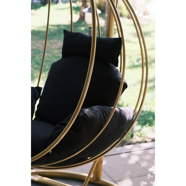 Wiszący fotel ogrodowy w czarno-złotym kolorze Damla – Floriane Garden-image-3