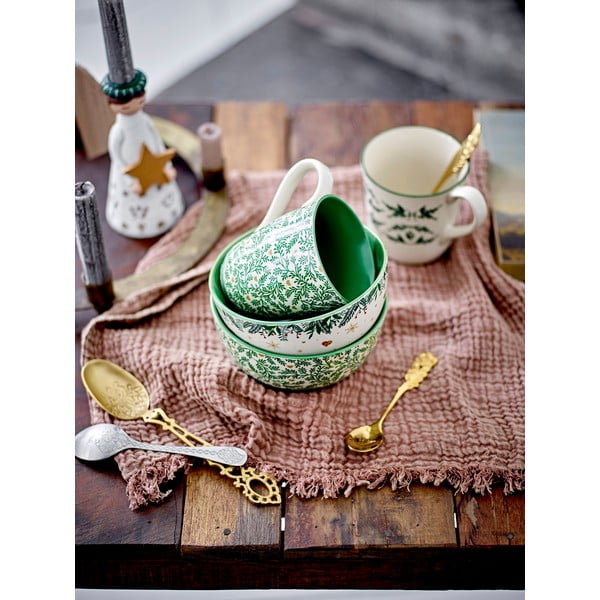 Kremowe kamionkowe kubki ze świątecznym motywem zestaw 2 szt. 300 ml Beth – Bloomingville-image-2