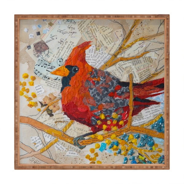 Drewniana taca dekoracyjna Bird, 40x40 cm