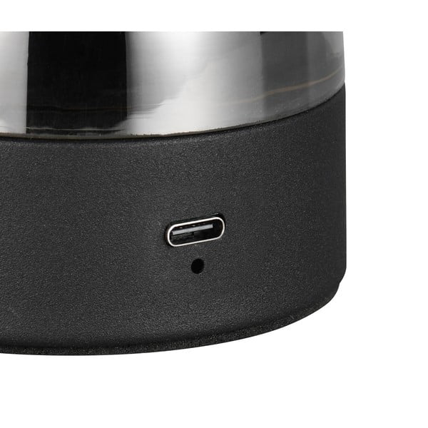 Szara lampa stołowa LED ze szklanym kloszem (wysokość 18 cm) Dooley – Trio-image-3