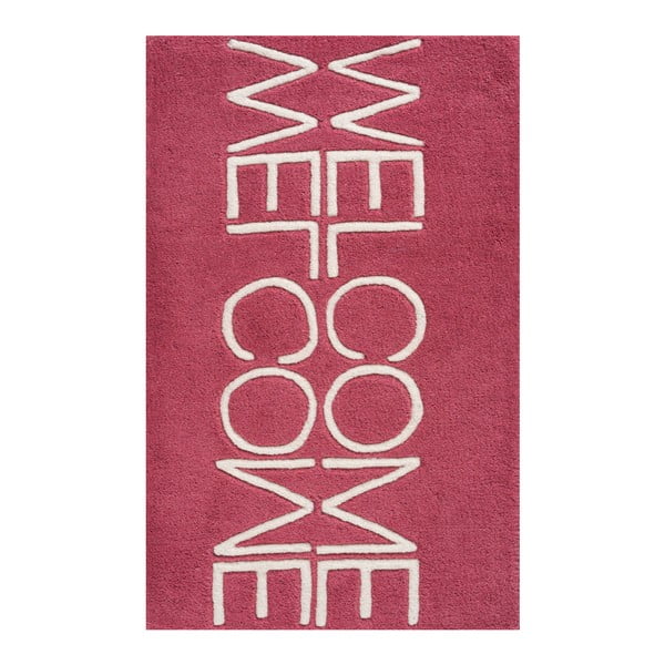 Różowy dywan wełniany Linie Design Welcome, 50x80 cm