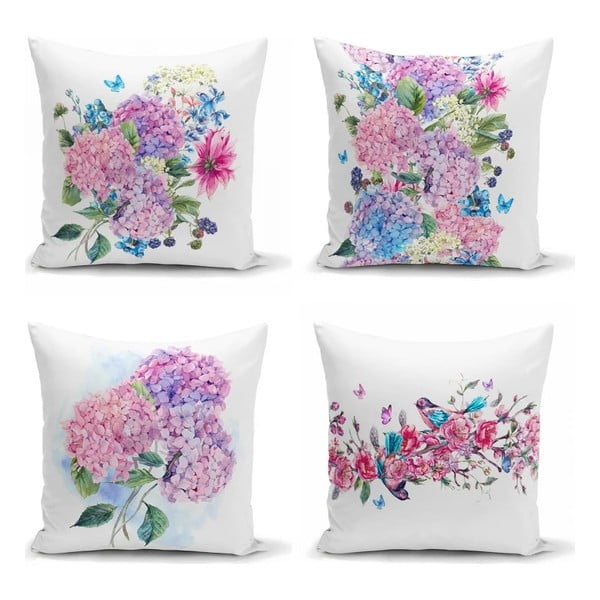 Zestaw 4 dekoracyjnych poszewek na poduszki Minimalist Cushion Covers Purple Pink, 45x45 cm