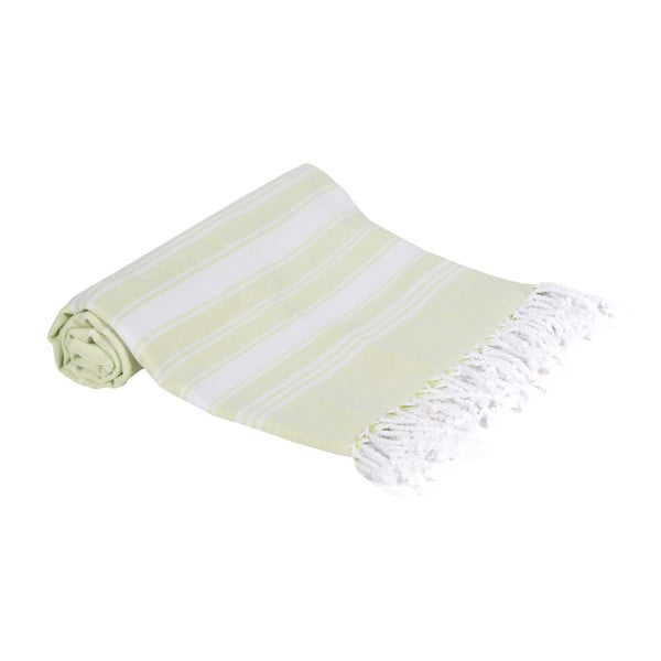 Jasnozielony ręcznik kąpielowy tkany ręcznie Ivy's Melek, 100x180 cm