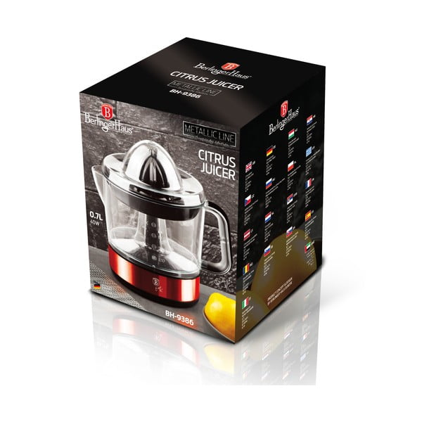 Czerwona elektryczna wyciskarka do cytrusów Burgundy Metallic Line – BerlingerHaus-image-3