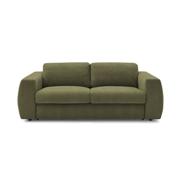 Zielona sofa do spania/rozkładana z tkaniny szenilowej 220 cm Hugo – Bobochic Paris