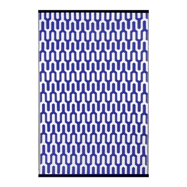 Niebiesko-biały dwustronny dywan na zewnątrz Green Decore Jubilee, 120x180 cm