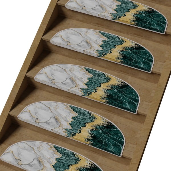 Morsko-kremowe dywaniki na schody zestaw 16 szt. 20x65 cm Golden Marble – Vitaus-image-1