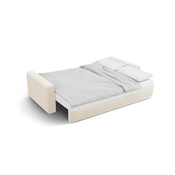 Beżowa aksamitna rozkładana sofa ze schowkiem 238 cm Belfast – Cosmopolitan Design-image-4