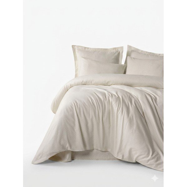Beżowa pościel jednoosobowa z bawełny renforcé 140x200 cm Checkered – Mila Home Luxury