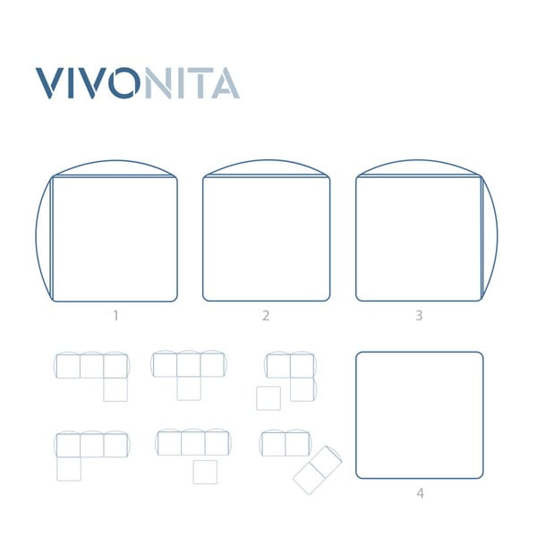 Jasnoniebieska 3-osobowa sofa modułowa z podnóżkiem Vivonita Velvet Cube-image-3