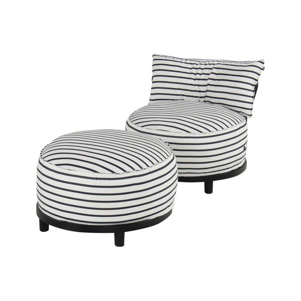 Biały/niebieski tapicerowany fotel ogrodowy Emma – Hartman-image-2