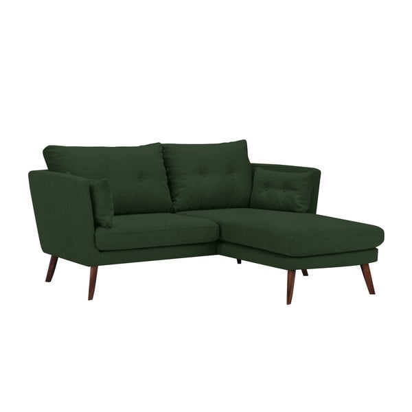 Zielona sofa 3-osobowa Mazzini Sofas Elena, z szezlongiem po prawej stronie