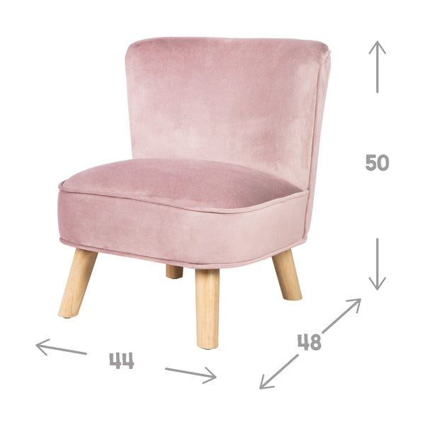 Jasnoróżowy aksamitny fotel dziecięcy Lil Sofa – Roba-image-3