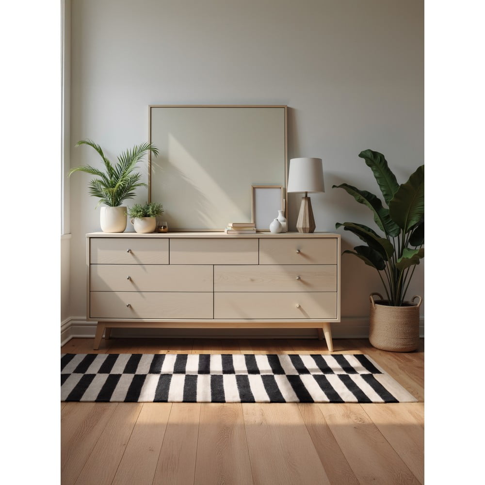Czarno-biały wełniany dywan dwustronny tkany ręcznie 80x150 cm Donna – Hanse Home (zdjęcie 4)