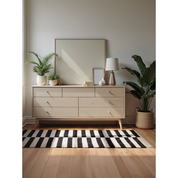 Czarno-biały wełniany dywan dwustronny tkany ręcznie 80x150 cm Donna – Hanse Home-image-1