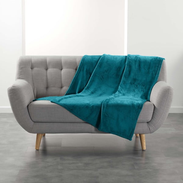 Niebieski koc z mikfroflaneli 125x150 cm Flanou – douceur d'intérieur