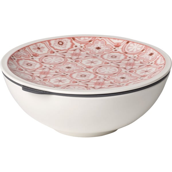 Czerwono-biały porcelanowy pojemnik na żywność Villeroy & Boch Like To Go, ø 16,3 cm
