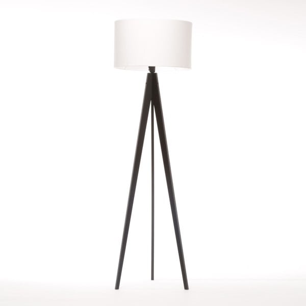 Biała lampa stojąca Artist, czarna lakierowana brzoza, 150 cm