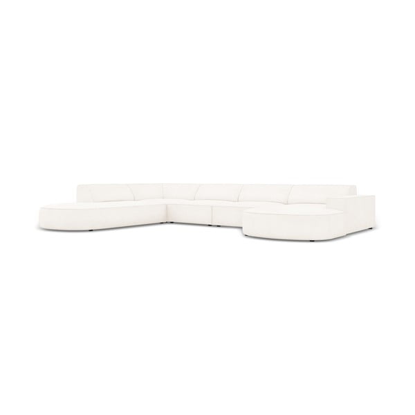 Beżowy narożnik (lewostronny) z materiału bouclé Jodie – Micadoni Home-image-3