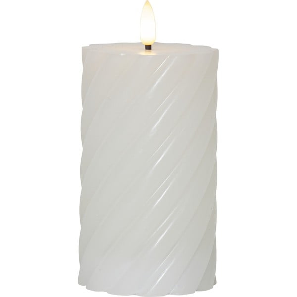 Biała woskowa świeca LED Star Trading Flamme Swirl, wys. 15 cm