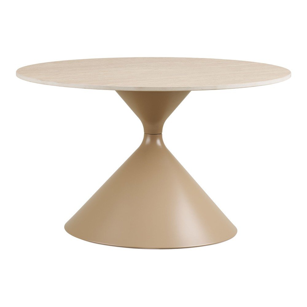 Beżowy okrągły stolik z ceramicznym blatem ø 70 cm Annecy – House Nordic