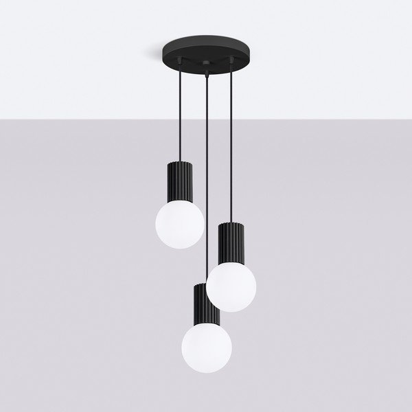 Czarna metalowa lampa wisząca ze szklanym kloszem ø 25 cm Orbital – Sollux-image-4