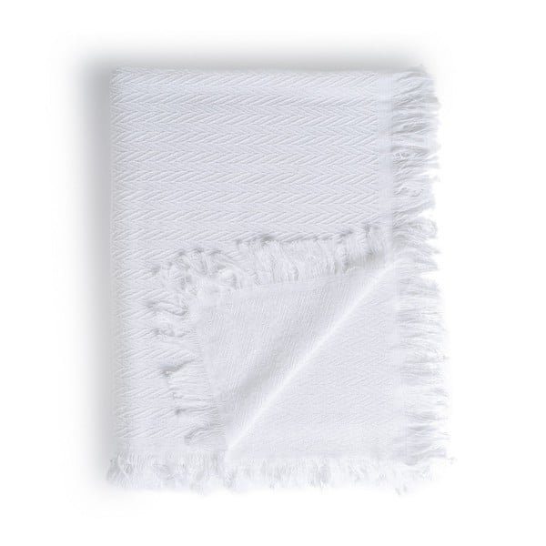 Biała narzuta z bawełny z recyklingu 260x280 cm Spike – Ixia