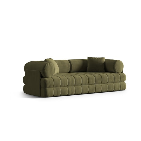 Zielona aksamitna rozkładana sofa 206 cm Kemi – Cosmopolitan Design-image-2