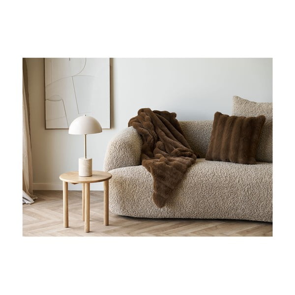 Brązowy koc ze sztucznego futra 130x180 cm Galena – House Nordic-image-1