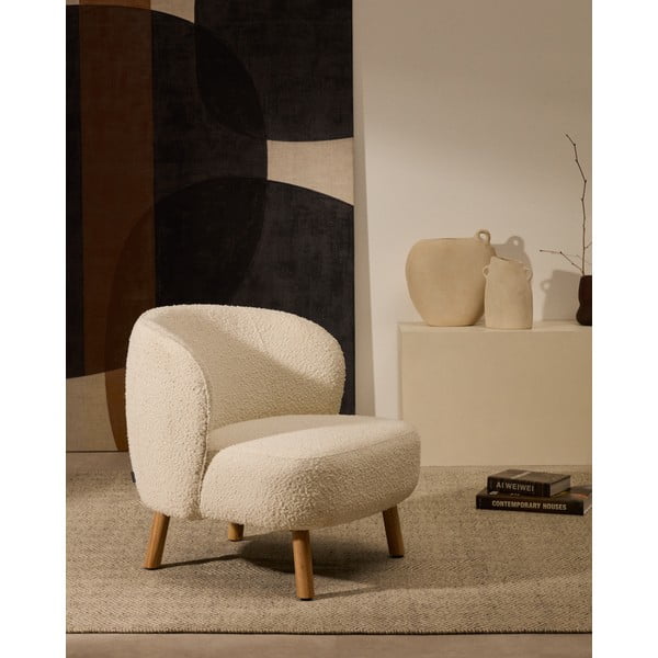 Kremowy fotel z materiału bouclé Ulit – Kave Home-image-1
