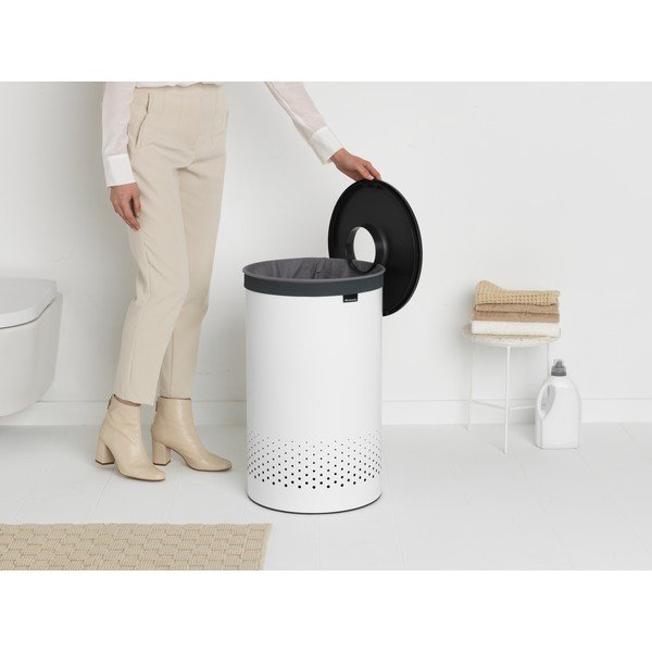 Biały metalowy kosz na pranie 60 l – Brabantia-image-1