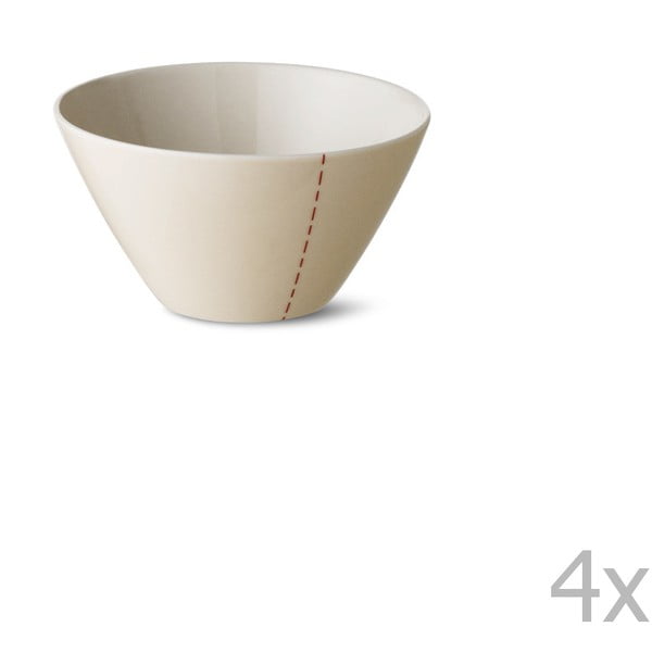 Zestaw 4 kremowych misek porcelanowych ręcznie robionych Anne Black Tilt, ⌀ 12,5 cm