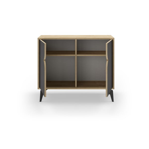 Czarna szafka w dekorze dębu 95x79 cm Nola – Marckeric-image-3