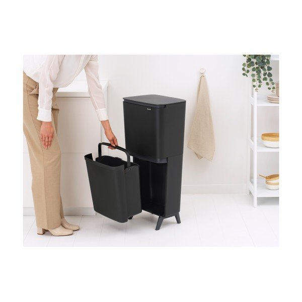 Ciemnoszary plastikowy kosz na śmieci 20+25 l do segregacji odpadów SortUp Recycle Hi – Brabantia-image-2