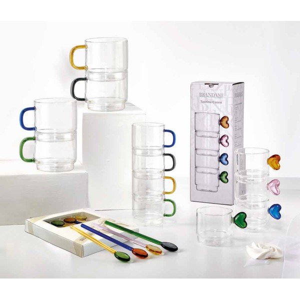 Szklane sztućce 4 szt. dla 4 osób Rainbow – Brandani-image-1