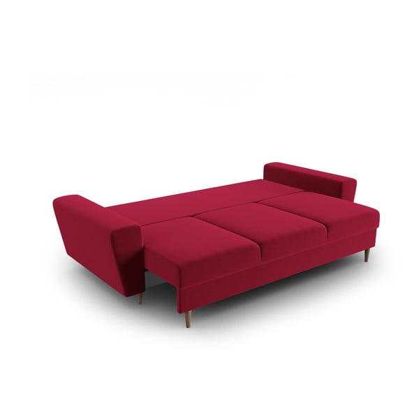 Czerwona aksamitna rozkładana sofa ze schowkiem 235 cm Kyoto – Cosmopolitan Design-image-2
