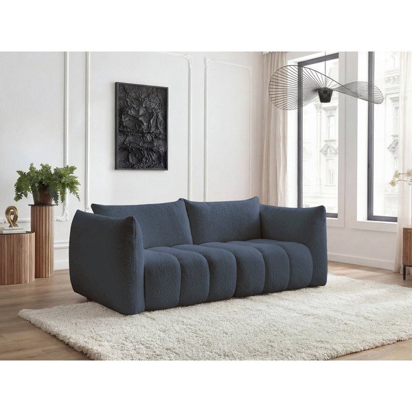Ciemnoniebieska sofa z materiału bouclé 234 cm Azra – Bobochic Paris-image-1
