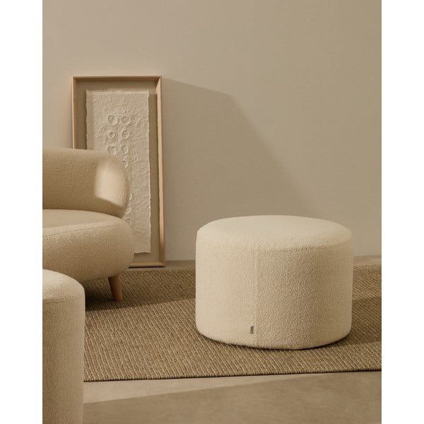 Kremowy puf z materiału bouclé Kaeli – Kave Home-image-1