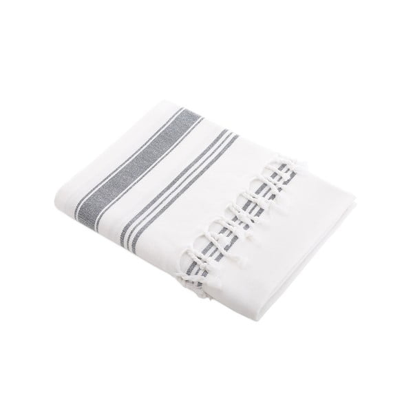 Ręcznik turecki Meryem White/Dark Slate, 95x170 cm