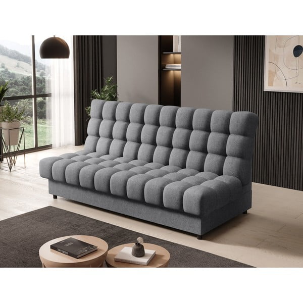 Szara rozkładana/ze schowkiem sofa z tkaniny szenilowej 197 cm Clareta – ELTAP-image-3