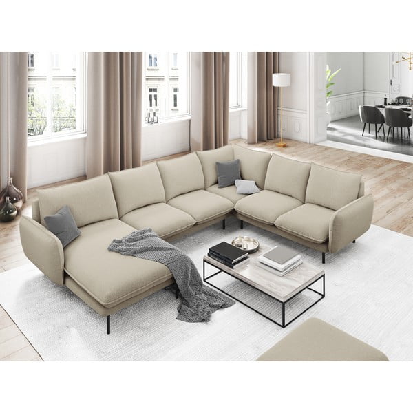 Beżowa sofa w kształcie litery U Cosmopolitan Design Vienna, prawostronna-image-1