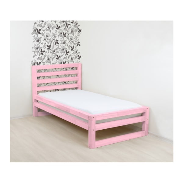 Różowe drewniane łóżko 1-osobowe Benlemi DeLuxe, 200x120 cm