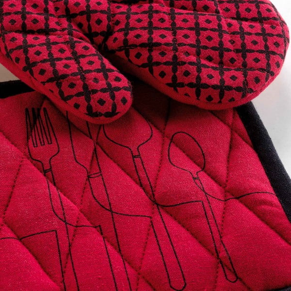 Rękawice kuchenne z bawełny z recyklingu zestaw 2 szt. Cuisiline – douceur d'intérieur-image-1